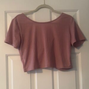 SHEIN Mauve Short Sleeve Cropped Scoop Neck Top